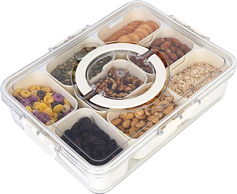 Amazon Divided Snackle Box Clear Serving Tray With Lid And Handle