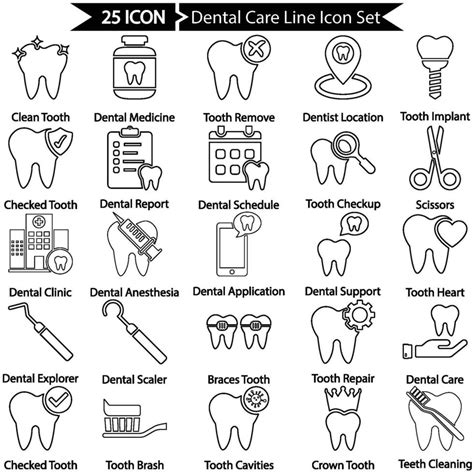 Dental Care Line Icon Pack Vector Art At Vecteezy