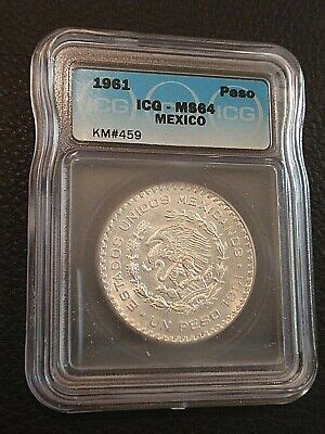 Mexico Peso Ms Icg Graded Silver Km Pretty Coin And Free