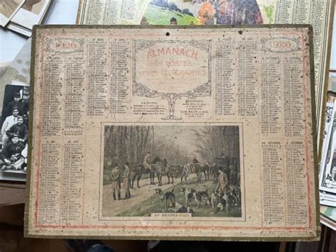 CALENDRIER PTT Almanach De La Poste 1926 Depart Chasse A Courre