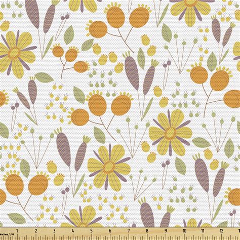 Floral Fabric by The Yard, Autumn Field Gardening Bedding Plants ...