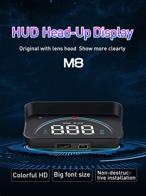 M8 Hot Selling OBD2 HUD With Glare Shield 3 5 Inch Multi Color Car Head