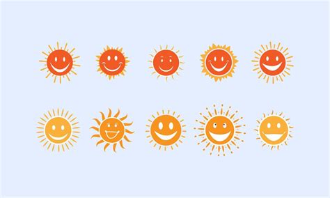 Sol Bonito Emoji Feliz Ensolarado Dos Desenhos Animados Vetor