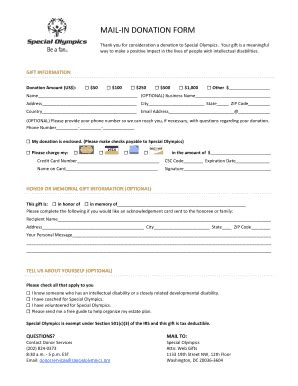 Fillable Online Special Olympics Donations Fax Email Print Pdffiller