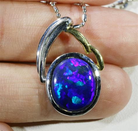 Our Best Black Opal Set In Silver Pendant Cf