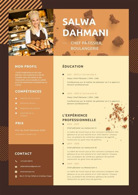 Exemple de CV Chef Pâtissier Boulangerie Moncvpro