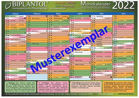 BIPLANTOL Mondkalender 2022 Gärtnern nach dem Mond BIPLANTOL