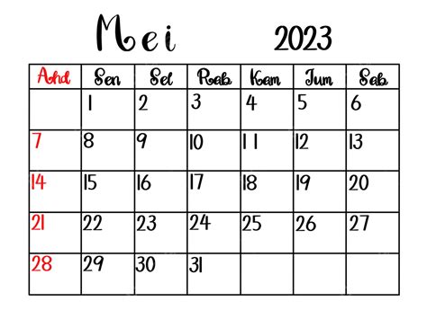 Jadwal Kalender Bulanan Mei 2023 Kalender Bulanan Mei 2023 Kalender Mei 2023 Png Transparan