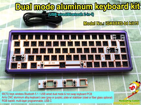 Bluetooth aluminum keyboard kit, wireless RGB aluminum mechanical ...