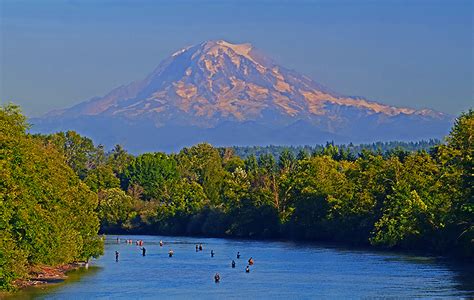 Mt Rainier with Puyallup River from Milroy Bridge, Puyallup