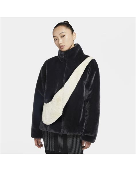 Nike Sportswear Faux Fur Jacket In Black Lyst