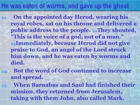 Acts 12, Herod’s Violence to the Church, Peter’s miraculous Escape from Prison,Herod’s Violent ...