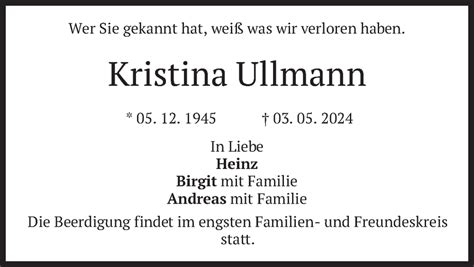 Traueranzeigen Von Kristina Ullmann Trauer Merkur De