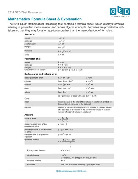 Statistics Formula Sheet With Explanation