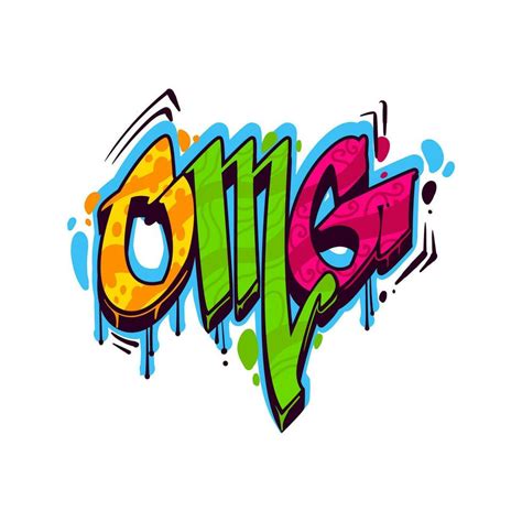 OMG graffiti street art, urban style wall tag 34118877 Vector Art at Vecteezy