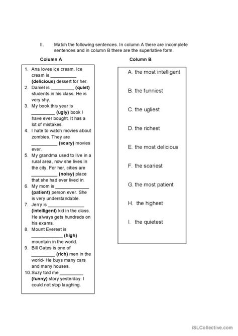 Superlatives English Esl Worksheets Pdf And Doc