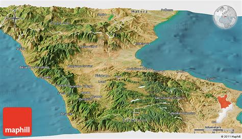 Satellite Panoramic Map of Cosenza