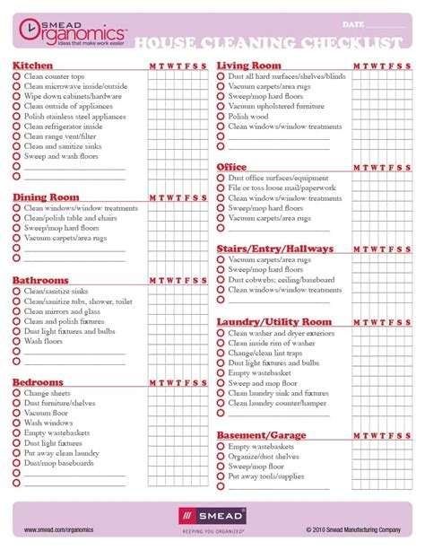 Free Printable Housework Checklist - Free Printable