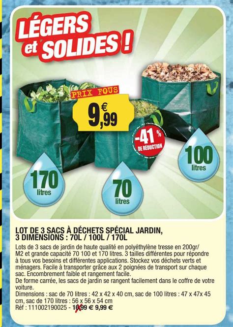 Promo Lot De Sacs D Chets Sp Cial Jardin Dimensions L L