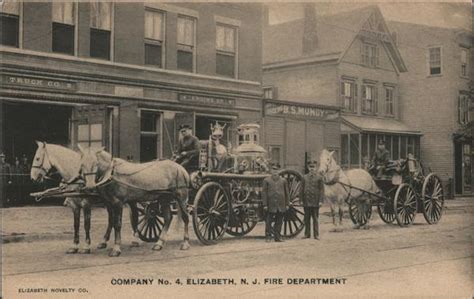 Company No Elizabeth Fire Department New Jersey Postcard