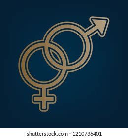 Sex Symbol Sign Vector Golden Icon vector de stock libre de regalías