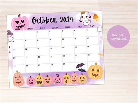 Editable October 2024 Calendar Printable Calendar 2024 Wall Calendar