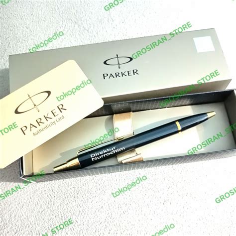 Jual Pulpen Parker Original Black Gold Direktur Custom Logo Nama Grafir