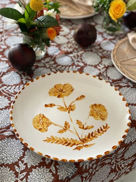 Hand Painted Floral Ceramic Plate Etsy