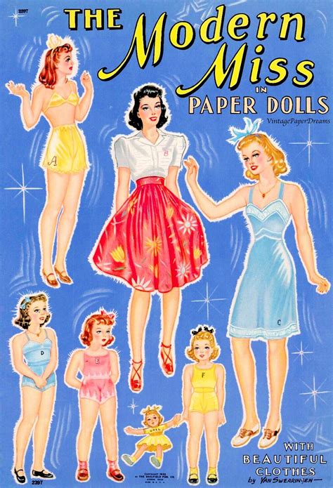 Vintage Paper Doll Printable Pdf Big Sister Little Sister Paper Dolls