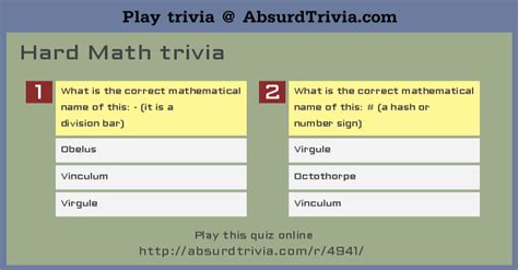 Hard Math trivia