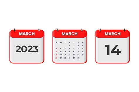 March 2023 Calendar Design 14th March 2023 Calendar Icon For Schedule