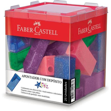 Apontador Deposito Glitz Tubo Plastico Cores Faber Castell