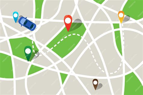 Aplicación De Mapa De Mapa De Navegación Gps Con Automóvil Moviéndose