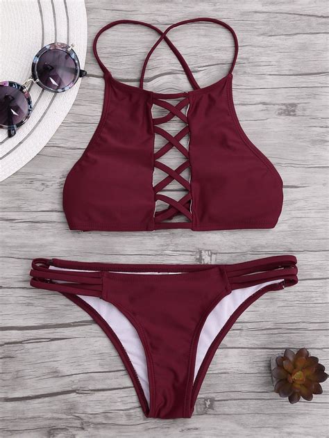 Lace Up Criss Cross Bikini With Images Criss Cross Bikini Set