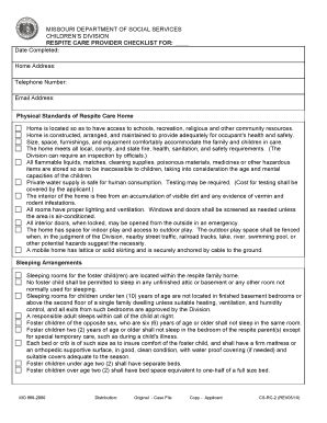 Fillable Online Respite Care Provider Checklist For Fax Email Print