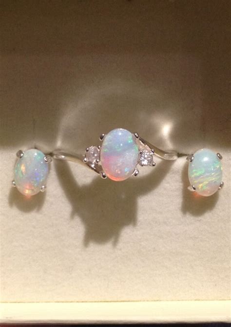 Australian Opal Jewelry Set Opal Ring Opal Stud Earrings