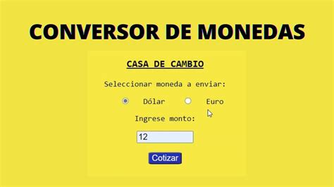 Conversor De Monedas En Html Css Y Javascript Youtube