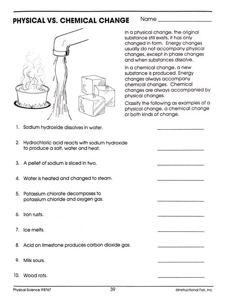 Physical Vs Chemical Change Hw Angela Peterson Library