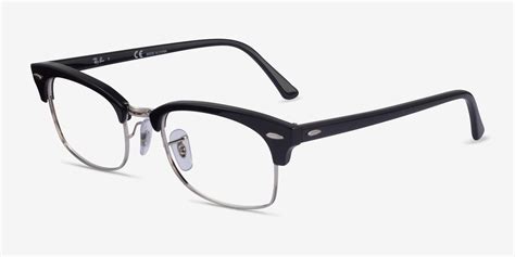 Ray Ban Clubmaster Square Browline Black And Silver Frame Eyeglasses Eyebuydirect Canada