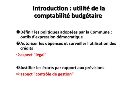 PPT Fonctionnement et organisation de la comptabilité budgétaire