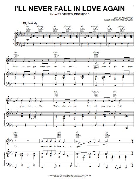 I Ll Never Fall In Love Again By Bacharach David Sheet Music For