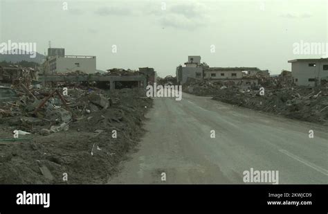 Japan Tsunami Aftermath - Remains Of Town Wiped Out Stock Video Footage ...