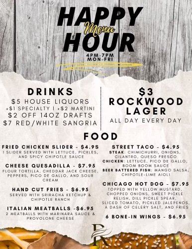 Happy Hour Bar Menu — Rockwood VA