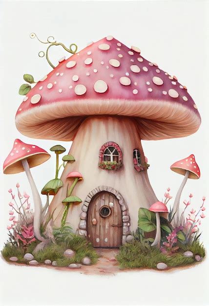 Premium Photo Vintage Mushroom Fairy House Oil Painting