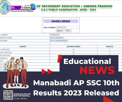 Manabadi AP SSC 10th Results 2023 Released Edunovations