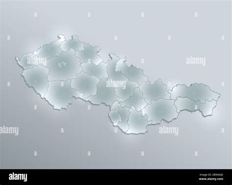 Czechoslovakia map, administrative division separates regions and names ...