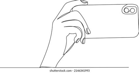 Hand Phone One Continuous Line Drawing Stock Vector Royalty Free