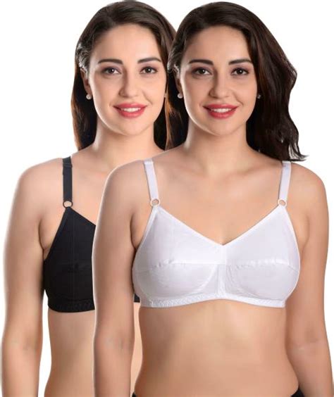 Buy Featherline Women Black Pure Cotton Pack Of 2 Bra 38C Online At