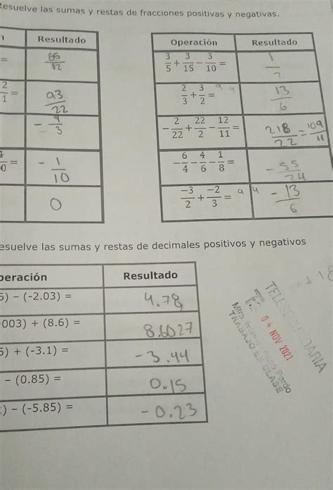 SECUENCIA 15 FRACCIONES Y DECIMALES POSITIVOS Y NEGATIVOS 1