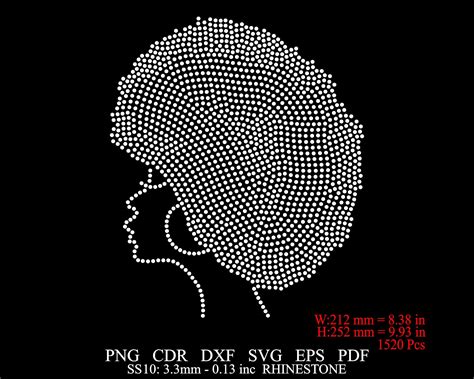 Rhinestone Afro Girl Template Ss10 Svg Rhinestone Afro African Woman